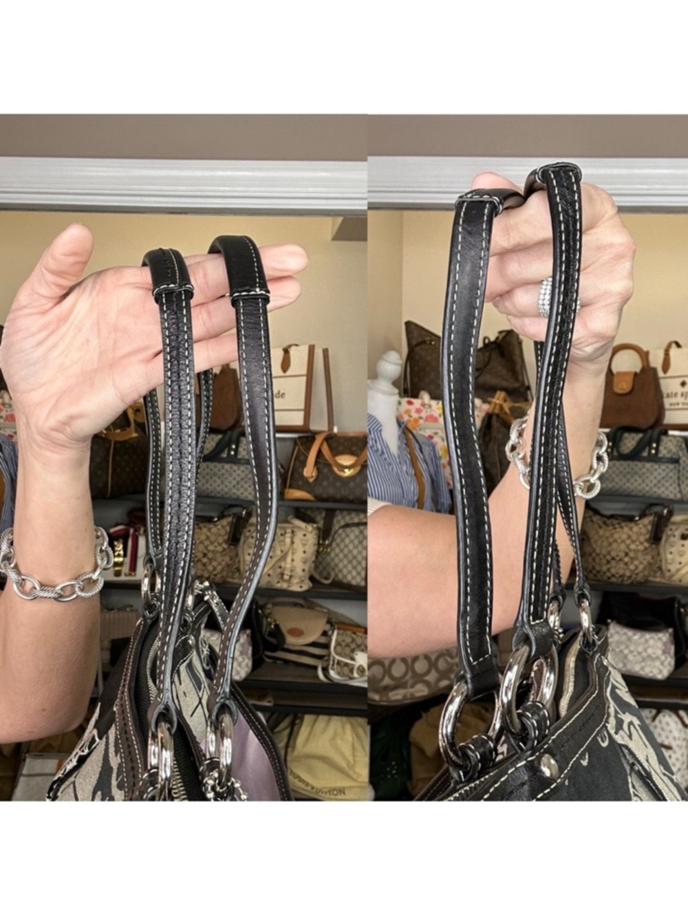 Coach Black and Cream Signature Horse & Carriage Tote with Wristlet, 2 Piece Set - Picture 9 of 14